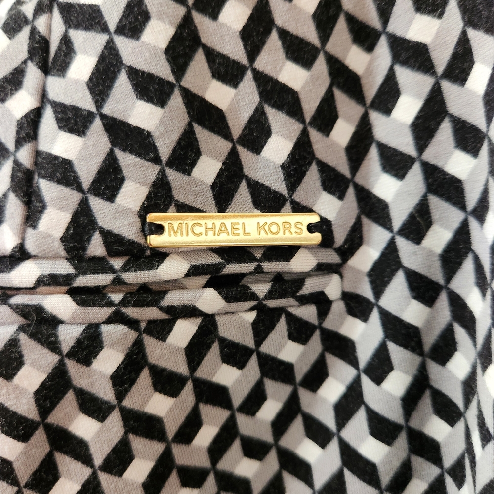 Michael Kors Black and White Geometric Stretch Pants - Picture 3 of 5